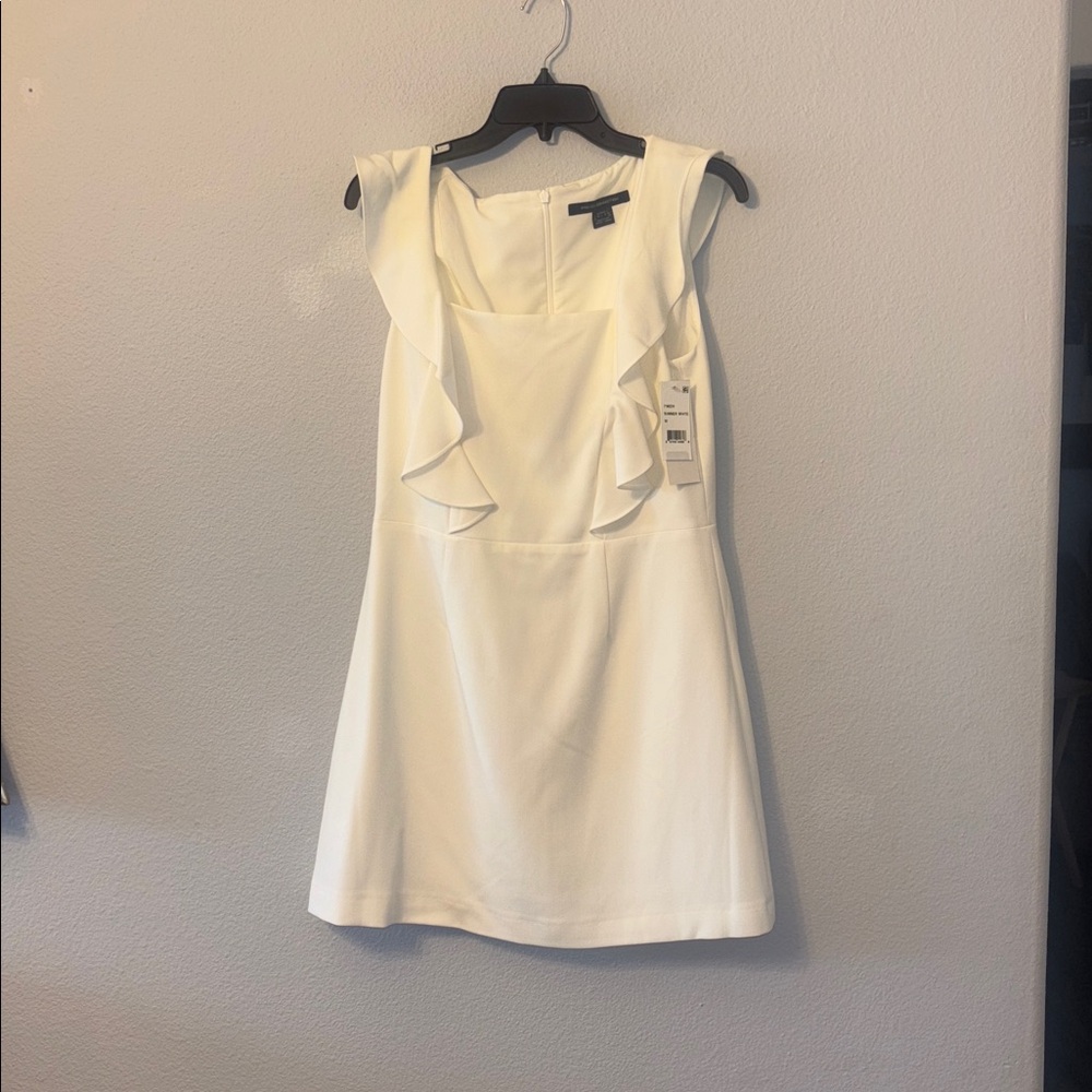 French Connection Cream Ruffle Mini Dress